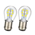 Ruiandsion BA15D 1004 1076 1130 1142 1176 LED Brake Light Bulb 12V Non Polarity 6000K White LED Bulb for RV Car Camper Tail Boat Interior Lights Pack of 2