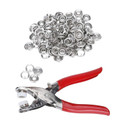 rujave Snap Press Buttons Kit (100pcs Silver Button) Metal Fasteners Set with Pliers Metal Buttons