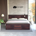 Rukmaajee Walnut Series Solid Wood Queen Bed, 45 cm x 158 cm (1.48 ft x 5.18 ft)