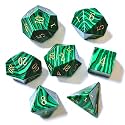 RULE DICE Malachite Stone Dice Set D&D 7PCS Gemstone Dice Polyhedral DND Dice with Gift Case for Dungeons and Dragons Role Playing Games MTG Tabletop Games