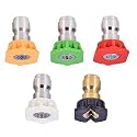 RULER Hydro Parts 5-Pack Pressure Washer Spray Nozzle Tips Multiple Degrees 1/4" Quick Connection Design Up to 4,000 PSI(2.5 GPM)