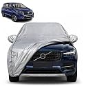 Rumion 100% Waterproof Car Cover | Dustproof Sun Protection Cover | Soft Cotton Lining | Triple Stitched | Mirror Pocket | Antenna Pocket | All Weather Body Cover (Silver with Yellow Piping)
