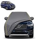 Rumion 100% Waterproof Car Cover | Dustproof Sun Protection Cover | Soft Cotton Lining | Triple Stitched | Mirror Pocket | Antenna Pocket | All Weather Body Cover (Grey with Yellow Piping)