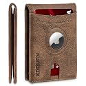 RUNBOX AirTag-Wallet-Mens-Slim-RFID Blocking Wallets Leather with Bill Compartment Air Tag Bifold Card Holder Wallet Gifts for Men Dad