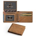 RUNBOX Wallet for Men -Slim Rfid Leather Mens Bifold Novelty Wallets 2 ID Window With Gift Box Men's Accessories