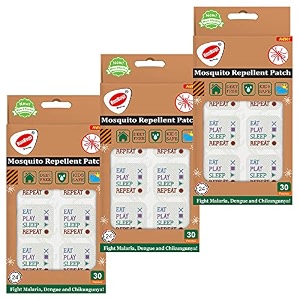 mosquito repellent patches for kids - 30 patches - pack of 3 -with 24hr protection with citronella lemongrass amp eucalyptus oil protects from dengue malaria chikungunya