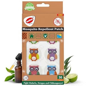natural mosquito repellent owl patches for babies amp kids  24h protection  citronella amp lavender oil  deet-free  protection from dengue amp malaria  30 patches pack of 1