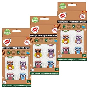 100 natural mosquito repellent owl patches pack of 3 30 patches for babies kids amp adults  24 hrs protection  toxin-free  citronella amp lemongrass oil  protection from dengue amp malaria