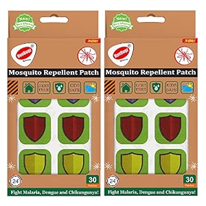 mosquito repellent patches for kids - 30 patches - pack of 2 - deet-free - waterproof - natural