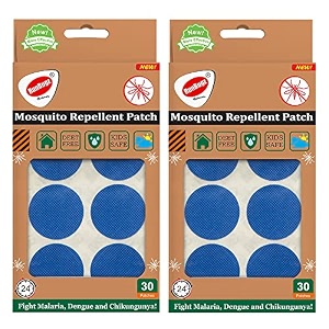mosquito repellent patches for kids - 30 patches blue - pack of 2 - deet-free - waterproof - natural with 24 hrs protection from dengue malaria chikunguniya