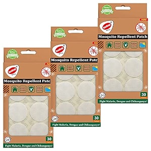 100 natural mosquito repellent patches for babies - 30 patches -white pack of 3 - 24-hour protection deet-free citronella amp lemongrass oil protects from dengue chikungunya amp malaria