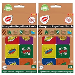 100 natural boom mosquito repellent patches for kids - 30 patches - pack of 2- deet-free with 24 hrs mosquito protection