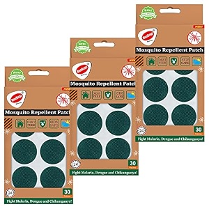 100 natural mosquito repellent patches for babies - 30 patches green- pack of 3 - 24-hour protection deet-free citronella amp lemongrass oil protects from dengue chikungunya amp malaria