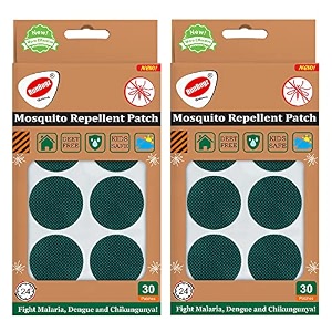 mosquito repellent patches for babiay amp adult - 30 patches green - pack of 2 -12-hour protection deet-free citronella amp lemongrass oil protects from dengue chikungunya amp malaria