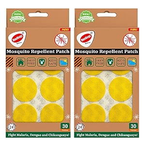 100 natural mosquito repellent patches for babies - 30 patches -yellow pack of 2 - 24-hour protection deet-free citronella amp lemongrass oil protects from dengue chikungunya amp malaria