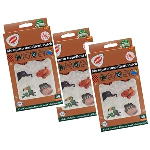 mosquito repellent new animal patches for kids - 30 patches - pack of 3 - deet-free - waterproof - natural