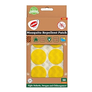 100 natural mosquito repellent patches for babies - 30 patches -yellow pack of 1 - 24-hour protection deet-free citronella amp lemongrass oil protects from dengue chikungunya amp malaria