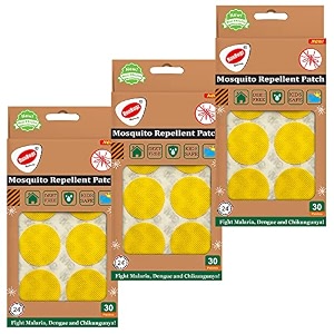 100 natural mosquito repellent patches for babies - 30 patches -yellow pack of 3 - 24-hour protection deet-free citronella amp lemongrass oil protects from dengue chikungunya amp malaria