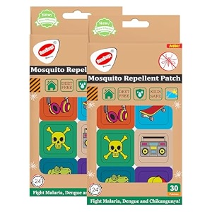 mosquito repellent music patches for kids - 30 patches - pack of 2-24hr protection with citronella lemongrass amp eucalyptus oil protects from dengue malaria chikungunya