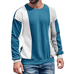 Runcati Mens Color Block Sweatshirt Pullover Crewneck