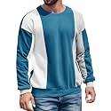 Runcati Mens Color Block Sweatshirt Pullover Crewneck