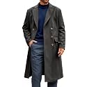 Runcati Mens Trench Coat Notch Lapel Slim