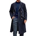 Runcati Mens Trench Coat Notch Lapel Slim