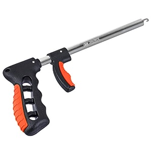 runcl fishing hook remover extractor fish hook remover saltwater fish release tool - squeeze out long nose spring loaded widen handle - ice fishing hook remover fishing dehooker - orange 10634