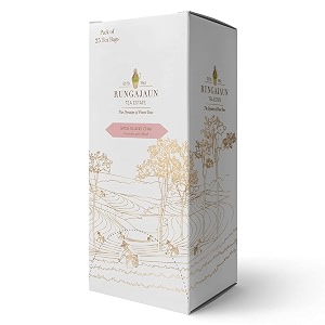rungajaun spice island chai 50gms black tea leaves spicy tea box of 25 pyramid tea bags assam tea whole leaf 100 natural spices black tea blended with cinnamon ginger amp clove spicy tea