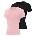 Runhit 2 Pack Compression Shirt Women Short Sleeve Workout T-Shirt UPF 50+ Athletic Moisture Wicking Yoga Base Layer Tops