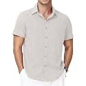 Runhit Men's Short Sleeve Button Down Shirts Casual Beach Shirt Lightweight Wrinkle Free Vacation Summer Wedding Tops