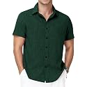 Runhit Men's Short Sleeve Button Down Shirts Casual Beach Shirt Lightweight Wrinkle Free Vacation Summer Wedding Tops