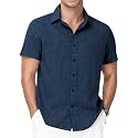 Runhit Men's Short Sleeve Button Down Shirts Casual Beach Shirt Lightweight Wrinkle Free Vacation Summer Wedding Tops