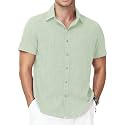 Runhit Men's Short Sleeve Button Down Shirts Casual Beach Shirt Lightweight Wrinkle Free Vacation Summer Wedding Tops