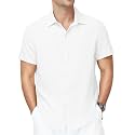 Runhit Men's Short Sleeve Button Down Shirts Casual Beach Shirt Lightweight Wrinkle Free Vacation Summer Wedding Tops