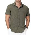Runhit Men's Short Sleeve Button Down Shirts Casual Beach Shirt Lightweight Wrinkle Free Vacation Summer Wedding Tops