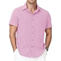 Runhit Men's Short Sleeve Button Down Shirts Casual Beach Shirt Lightweight Wrinkle Free Vacation Summer Wedding Tops