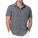 Runhit Men's Short Sleeve Button Down Shirts Casual Beach Shirt Lightweight Wrinkle Free Vacation Summer Wedding Tops
