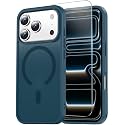 Temdan Flip Case for iPhone 17 Pro Case Wallet with Screen Protector, Built-in Card Holder, Military-Grade Protection, Shockproof Slim Magnetic Phone Case Cover, Dark Blue