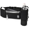 Running Belt with Water Bottle Holder Waist Bag Extender Black