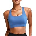 RUNNING GIRL High Impact Sports Bras for Women - Scoop Neck Strappy Sports Bra High Support Moulded Cup Workout Bra
