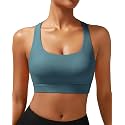 RUNNING GIRL High Impact Sports Bras for Women - Scoop Neck Strappy Sports Bra High Support Moulded Cup Workout Bra