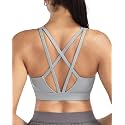 RUNNING GIRL High Impact Sports Bras for Women - Scoop Neck Strappy Sports Bra High Support Moulded Cup Workout Bra