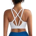 RUNNING GIRL High Impact Sports Bras for Women - Scoop Neck Strappy Sports Bra High Support Moulded Cup Workout Bra