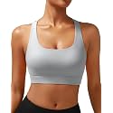RUNNING GIRL High Impact Sports Bras for Women - Scoop Neck Strappy Sports Bra High Support Moulded Cup Workout Bra