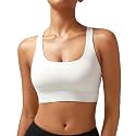 RUNNING GIRL High Impact Sports Bras for Women - Scoop Neck Strappy Sports Bra High Support Moulded Cup Workout Bra