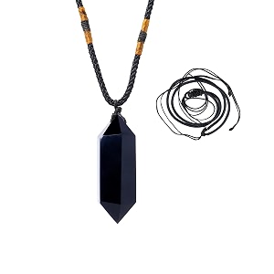 Runyangshi Black Obsidian Healing Crystal Pendants Double