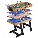 RUP 5 in 1 Multi Game Table, Foosball, Table Tennis, Pool, Bowling, Shuffleboard, Space Saving Vertical Folding Design