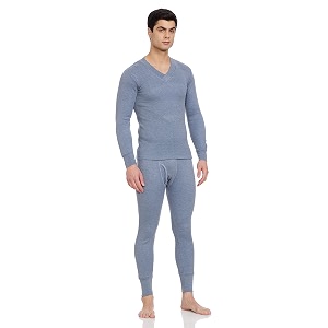 thermocot thermal top and bottom set for men in cotton blend  v-neck winterwear men39s thermal upper and lower set  full sleeves and snug fit  top and bottom set