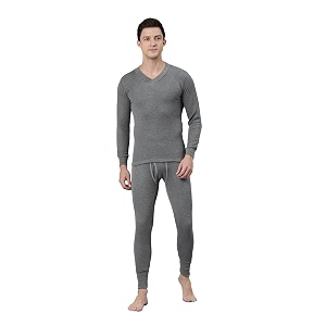 thermocot thermal top and bottom set for men in cotton blend  v-neck winterwear men39s thermal upper and lower set  full sleeves and snug fit  top and bottom set